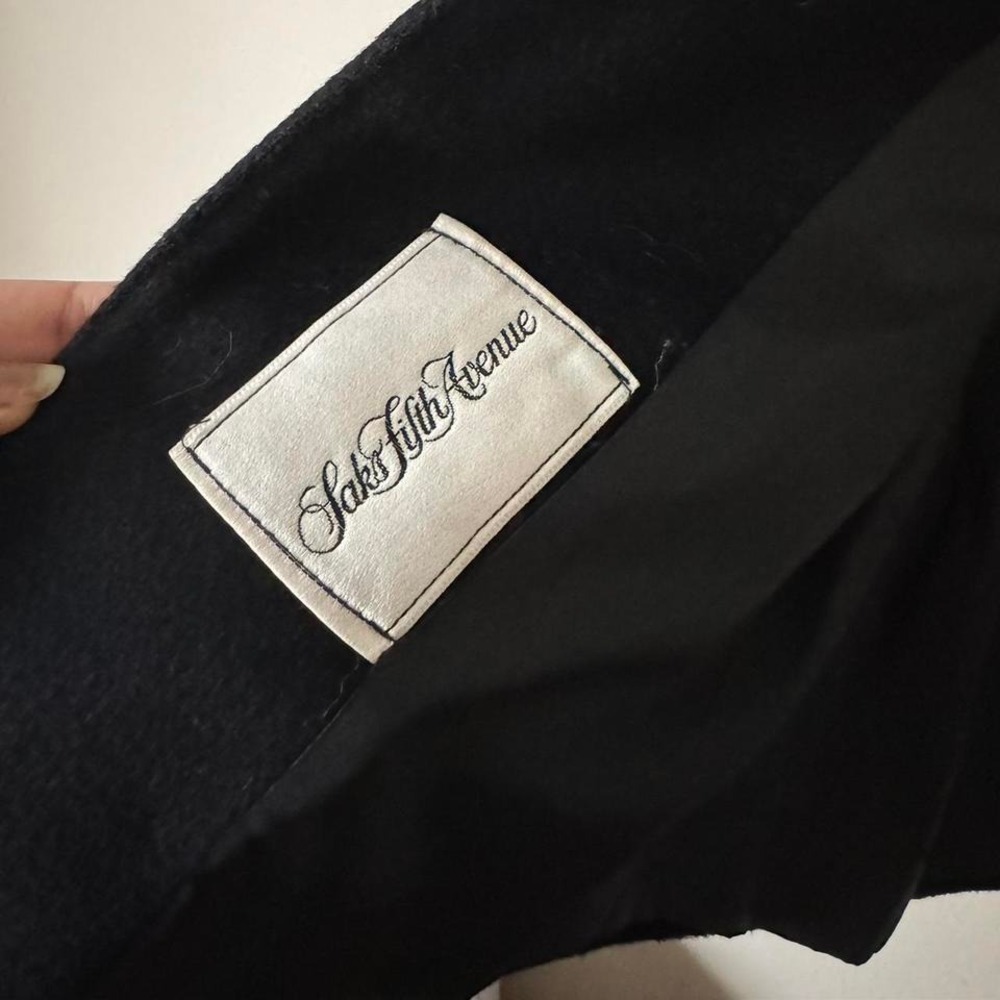 Vintage Black Saks Fifth Avenue Coat High Funnel Neck Union Military Victorian - Picture 8 of 8